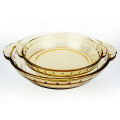 Wholesale  High  borosilicate glass cookware  Round Brown Clear Glass plate